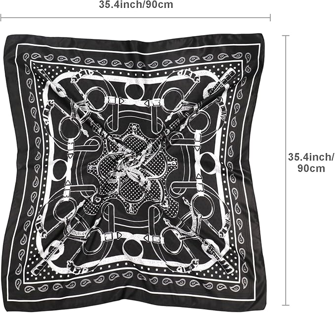 vimate 35" Square Silk Like Head Scarf - Women's Fashion Satin Scarf Bandana for Hair Wrapping at Night.