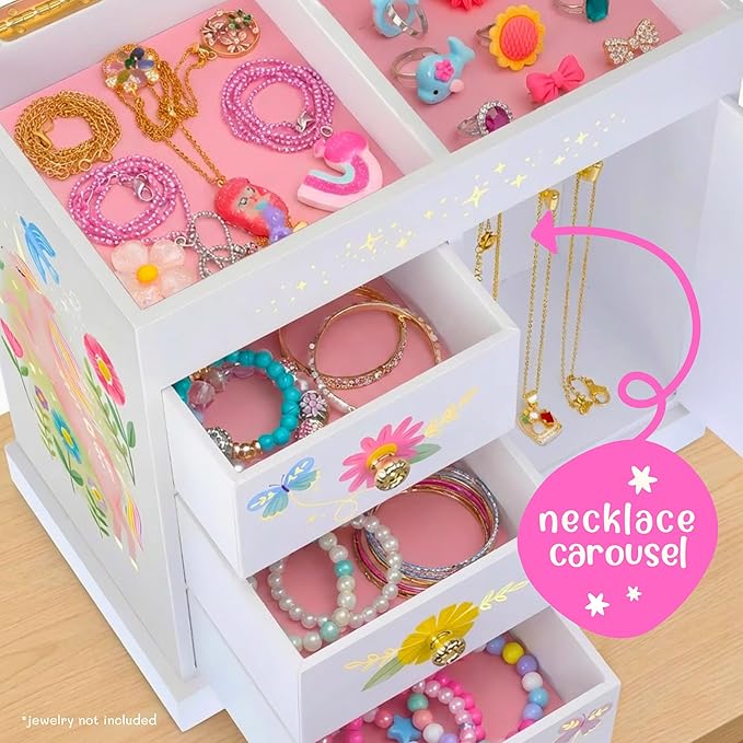 Giggle & Honey® Unicorn Musical Jewelry Box for Girls Unicorn Toys for Girls Age 4-6 Kids Jewelry Box with Drawers