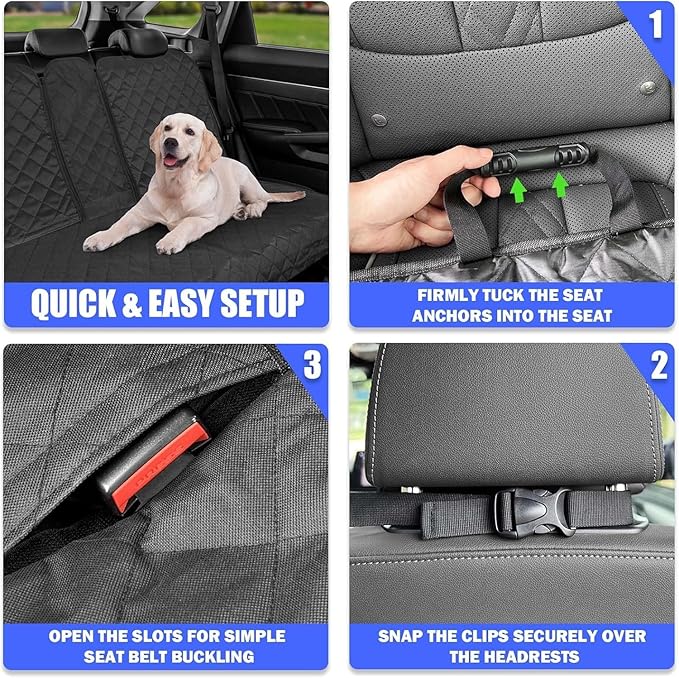 Dog Car Seat Cover for Back Seat, Car Seat Cover 60/40 Split Bench for Full-Size SUV, Pickup Truck, Big Truck - X-Large - 61" W