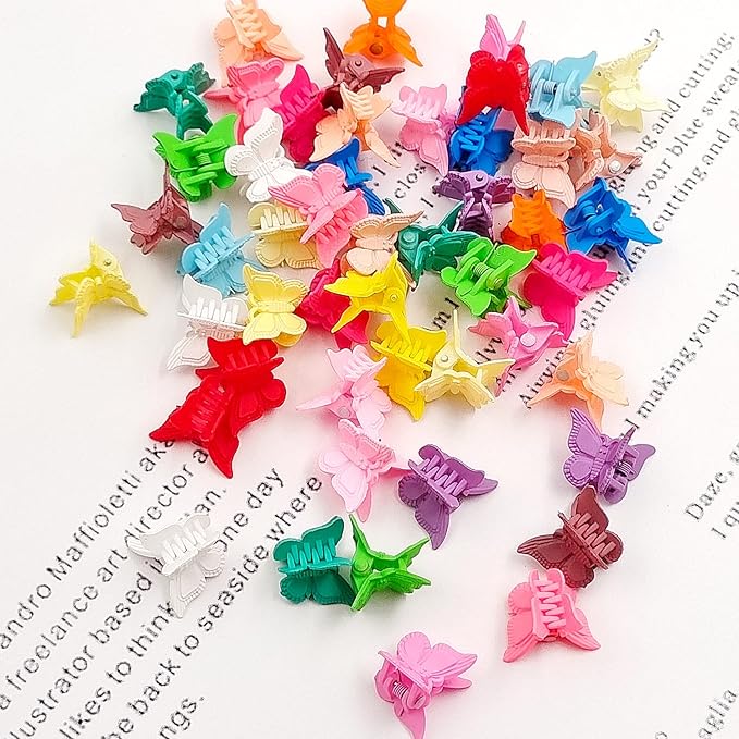 50 Packs Assorted Color Butterfly Hair Clips, Beautiful Mini Butterfly Hair Clips Hair Accessories for Women and Girls (Solid Color)