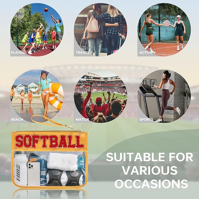 Baseball Gift Bags Baseballs Treat Bags Team Gifts Clear Chenille Letter Zipper Pouch Accessories Stuff Sport Portable