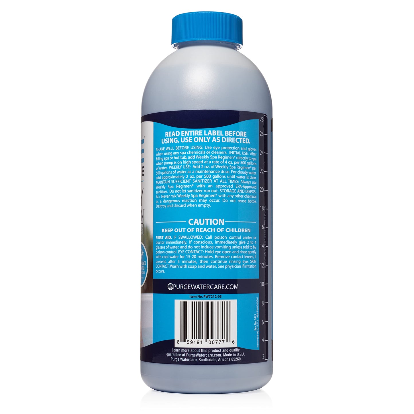 Purge Watercare 3in1 Weekly Hot Tub Cleaner & Cold Plunge Water Treatment - Cleaner, Clarifier, Enhancer - Standard & Inflatable Spa & Cold Plunge - Spa Chemicals Fresh Clean Water - Made in USA 32oz