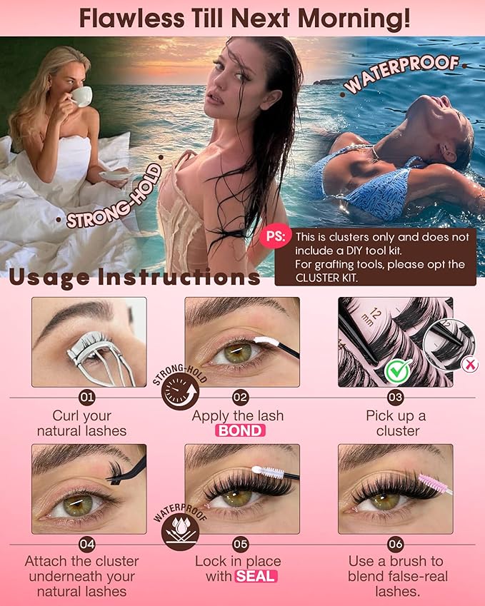 Goddvenus Wispy Manga Lash Clusters Natural Eyelash Clusters Fairy Cluster Eyelash Extensions Anime Individual Lashes C Curl Lash Extension Waterproof DIY Eye Lashes Cluster