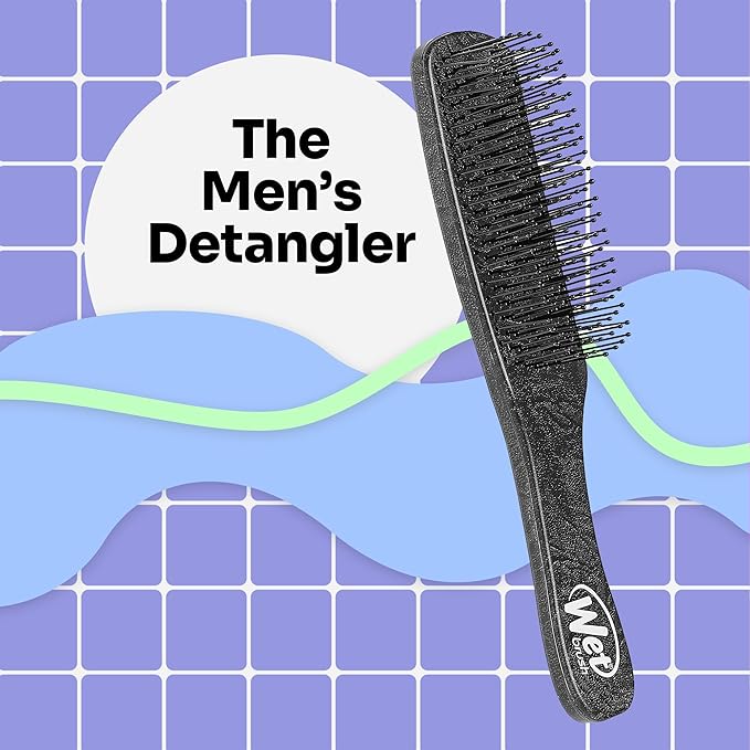 Wet Brush Detangling Hair Brush for Men, Black, Stimulates Scalp & Beard for Fuller Stronger Hair, Intelliflex Detangler Help Bristles Promote Growth & Protect from Breakage, Pain-Free