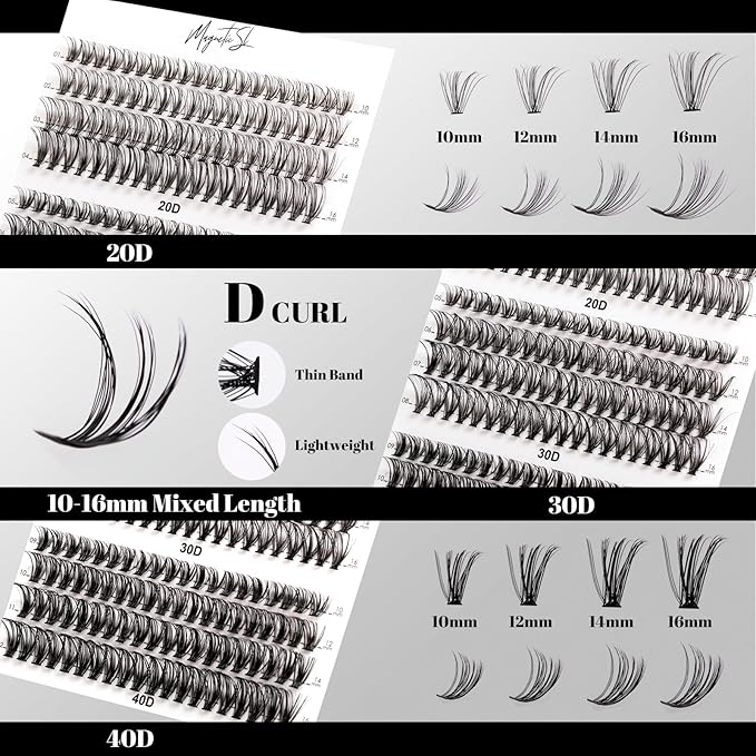Lash Clusters 480 Clusters 10-20mm False Eyelash 60D 80D 100D Thick Eyelash Extension 20D 30D 40D Individual Eyelashes Multi-Style DIY Lash Extensions for Beginners(20D-100D-D, 10-20MIX)