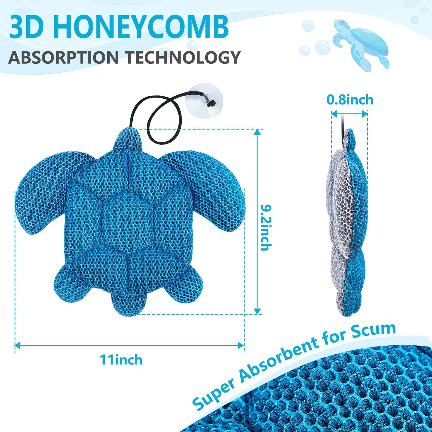 RGJ Hot Tub Scum Absorber Turtle, 2PCS Reusable Hot Tub Oil Absorbing Floating Sponges for Spa/Pool, Hot Tub Scum Sponge Accessories to Soak Up Oils & Keep Water Clean