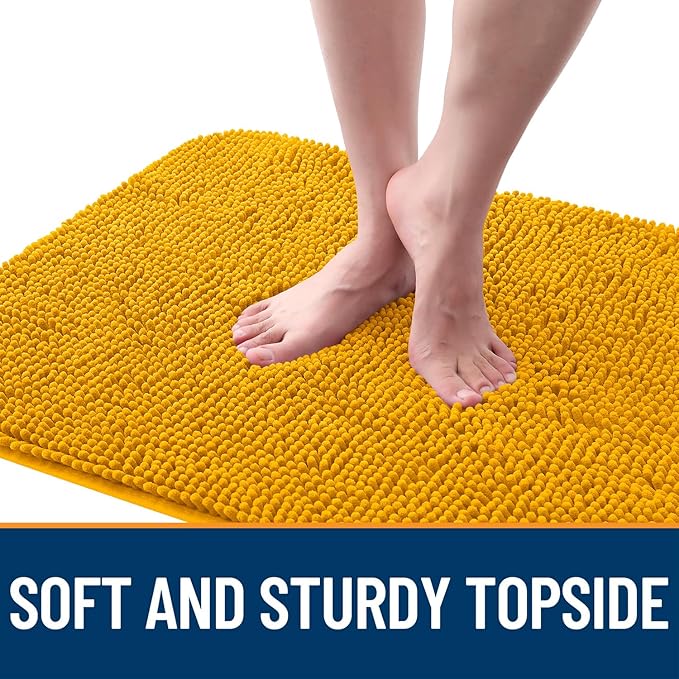 OLANLY Dog Door Mat for Muddy Paws 47x24, Absorbs Moisture and Dirt, Absorbent Non-Slip Washable Doormat, Quick Dry Chenille Mud Mat, Entry Indoor Entryway Carpet for Inside Floor, Golden Yellow