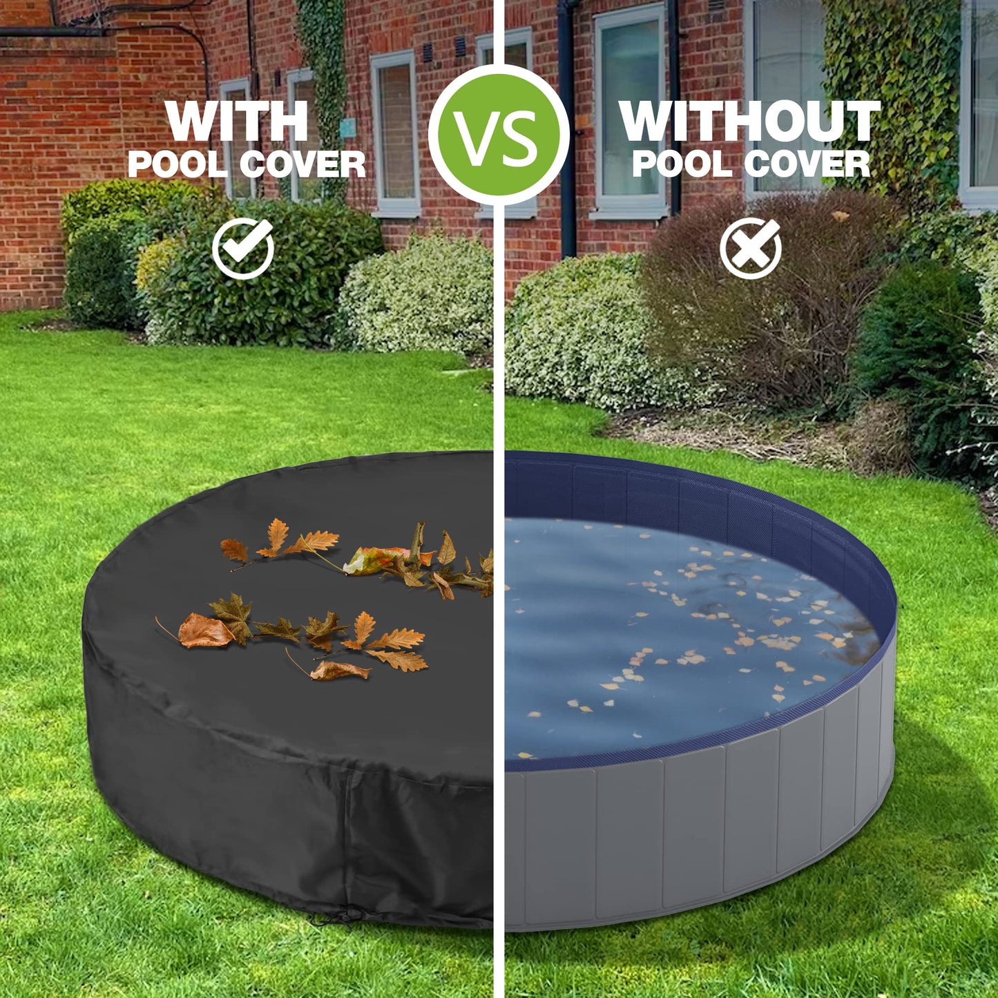 Niubya Round Dog Pool Cover, Foldable Pet Swimming Pool Cover, Waterproof Dustproof and Washable Pool Protective Cover with Drawstring Design, 72 x 12 Inches