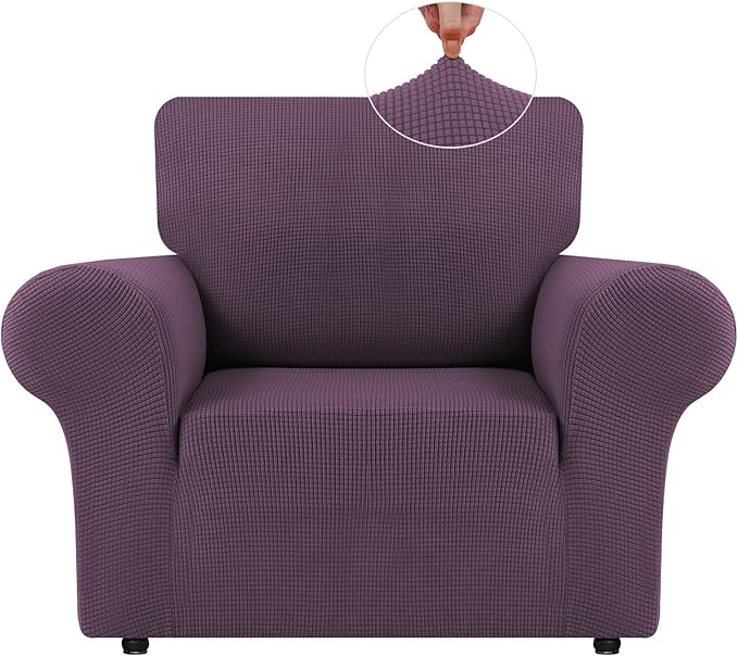 LURKA Stretch Chair Sofa Slipcovers 1 Piece Couch Covers for Sofa Furniture Protector Full Sofa Covers with Elastic Bottom for Kids and Dog (Small,Purple)