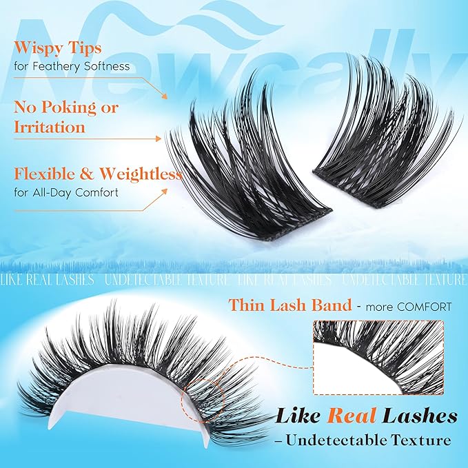 Eyelash Clusters Volume Lash Clusters Manga Spike Individual Lashes D-curly Wispy DIY Lash Extension 10-18MM Cluster Eyelash Extensions by Newcally