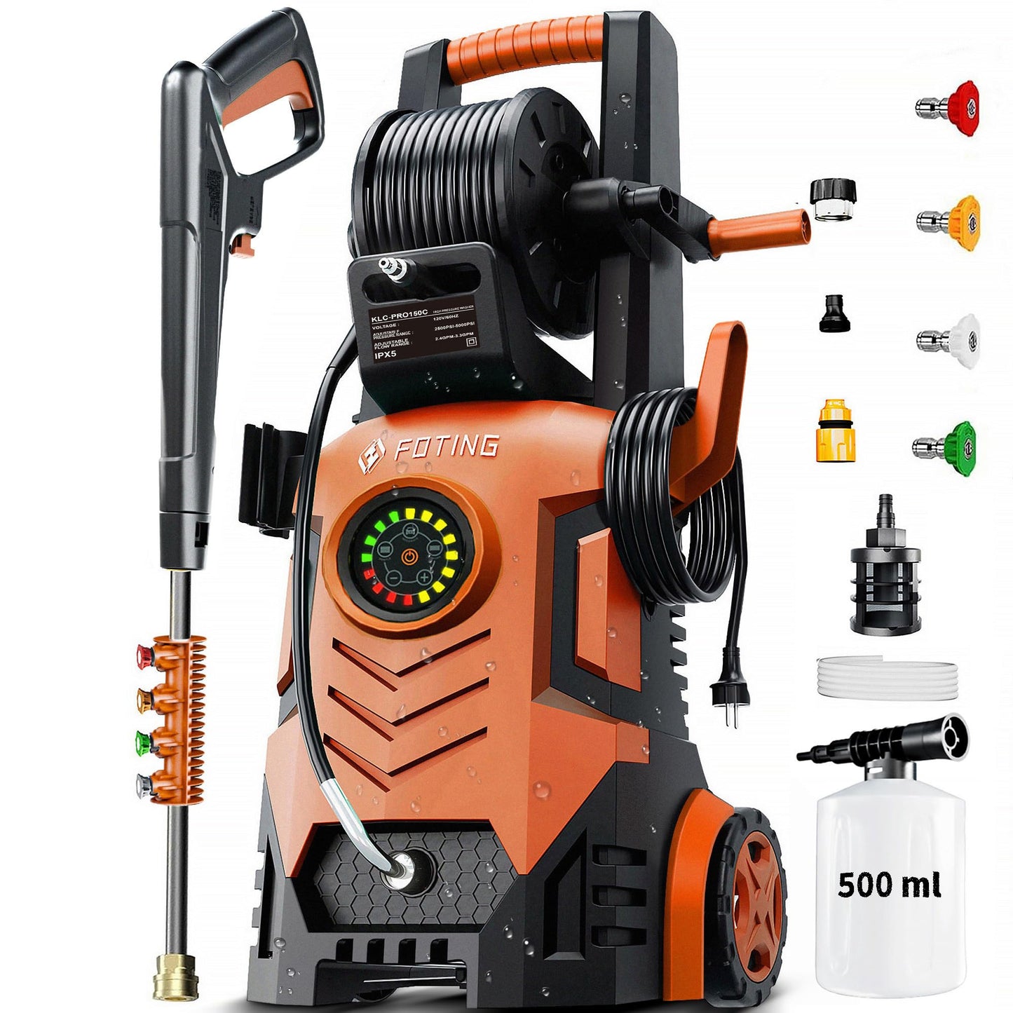 5000 MAX PSI P*ressure Washer 2026 NEW, Touch Screen 8 Level, 4 N*ozzles and F*OAM C*annon, P*ower Cleaner (Red)