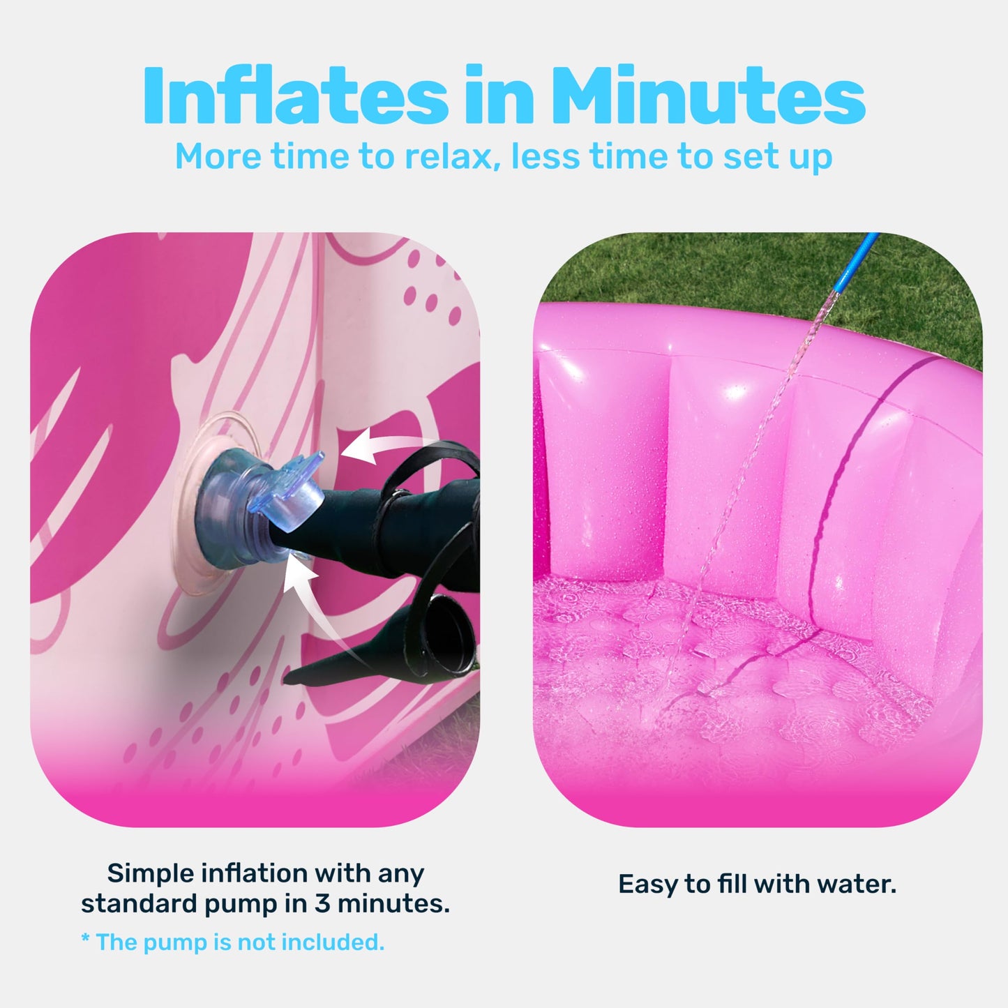 SLOOSH Inflatable Swimming Pool,5.5ft x 20 Inch Full-Sized Blow Up Durable Thickened Luxury Above Ground Family Pool with Comfortable Backrest for Summer Water Party Backyard Garden Lawn,Pink