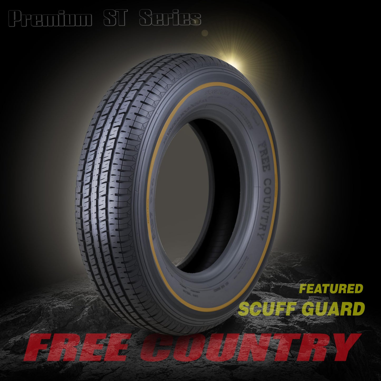 Free Country Premium Trailer Tires ST235/80R16 Radial 10-Ply Load Range E 124N w/Side Scuff Guard, Set 2