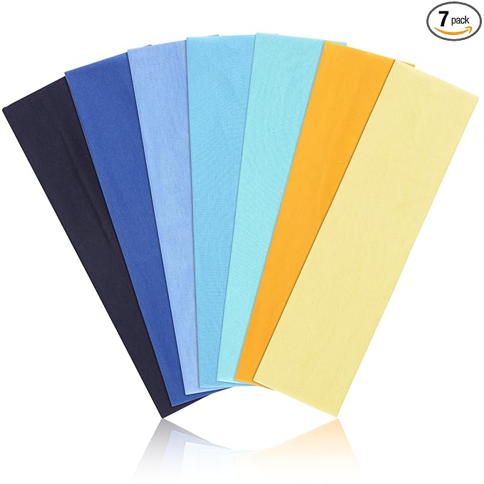 DiyJibb Headbands for Women, Stretchy Non Slip Soft Cotton Cloth Hair Bands for Sports, Workout, Yoga and Running, 7pcs