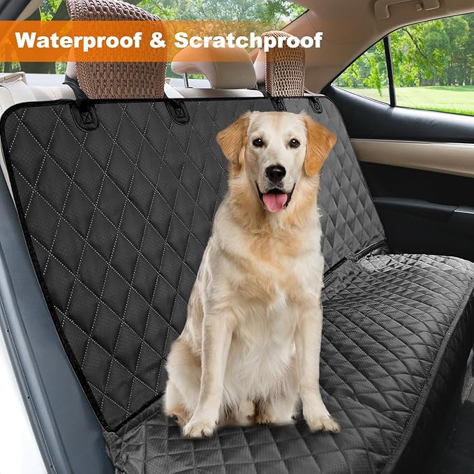 PETICON Waterproof Scratchproof Pet Bench Seat Covers for Cars, Trucks, SUVs, Nonslip Durable Back Seat Cover for Dogs, Washable Backseat Protection