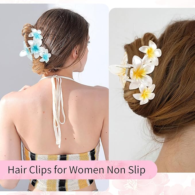 Ondder 4 Pcs Flower Hair Clips for Women 4.5 Inch Claw Clips Large Matte Hair Clips for Thick Hair Non Slip Strong Hold Big Hair Clips for Girls Jaw Hair Clips Hair Accessories for Women Girls