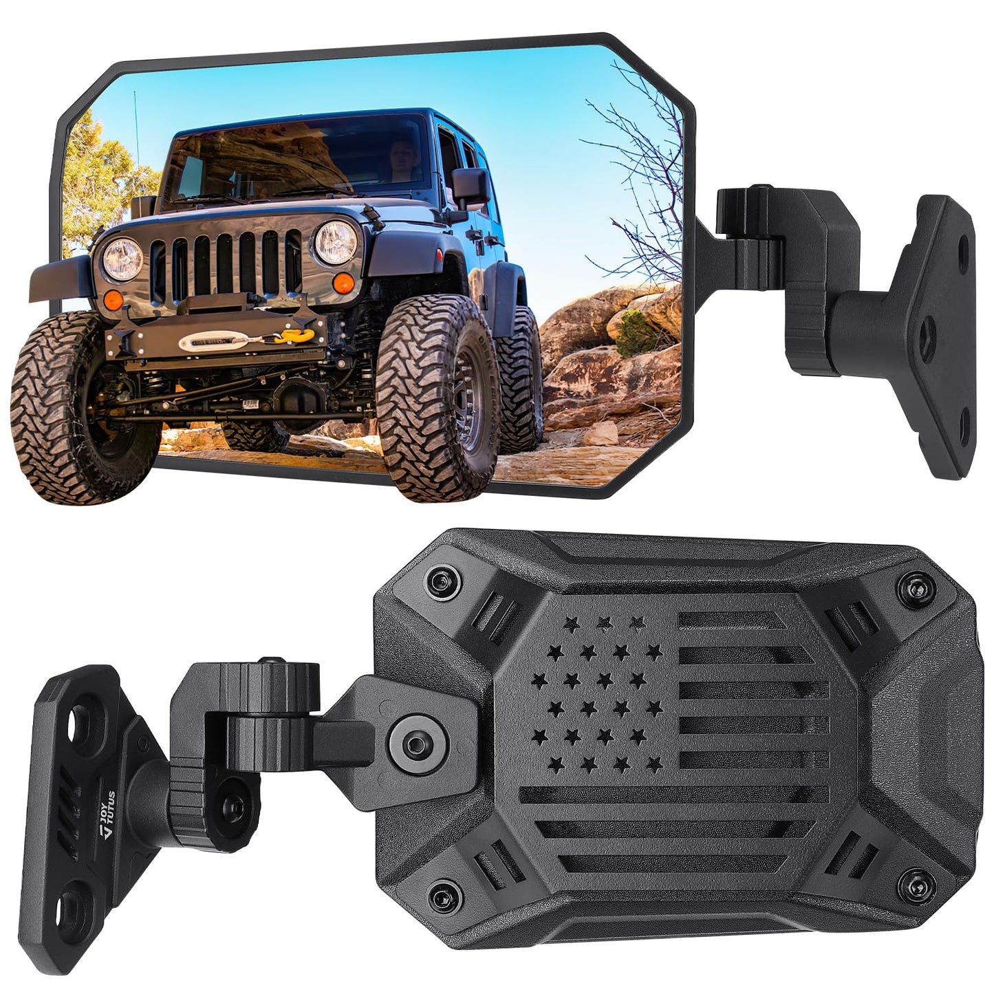 JOYTUTUS Wrangler Mirrors Doors Off Compatible with Wrangler TJ JK & Unlimited, Wrangler JK Side Mirrors for Wrangler 1997-2018, Wider View No Vibrate & Wobble (Patented), Does Not Fit on Doors