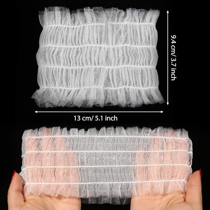 Chuangdi 100 Pieces Disposable Spa Headbands Soft Non-woven Facial Hair Band Elastic Facial Head Wraps Cloth Stretch Skin Care Makeup Sauna Washing Face Supplies for Women(White)