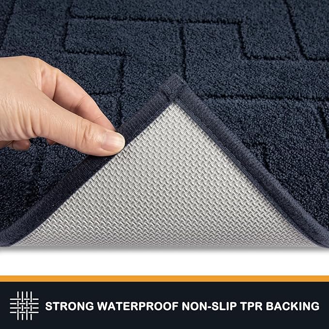 PURRUGS Dirt Trapping Door Mat 24" x 35.5", Non-Slip Machine Washable Entry Rug, Dog Doormat, Indoor Front Door Mat, Super Absorbent Entryway Rug for Muddy Shoes & Paws, Navy Blue