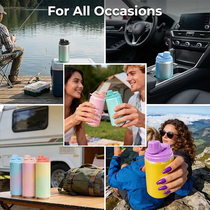 6-Pack Soda Can Lids with Twist-Off Caps Reusable BPA-Free Can Covers for Soda, Beer & Energy Drinks, Universal Fit 202/206 Cans, Helps Maintain the Taste of The Beverage (Black)