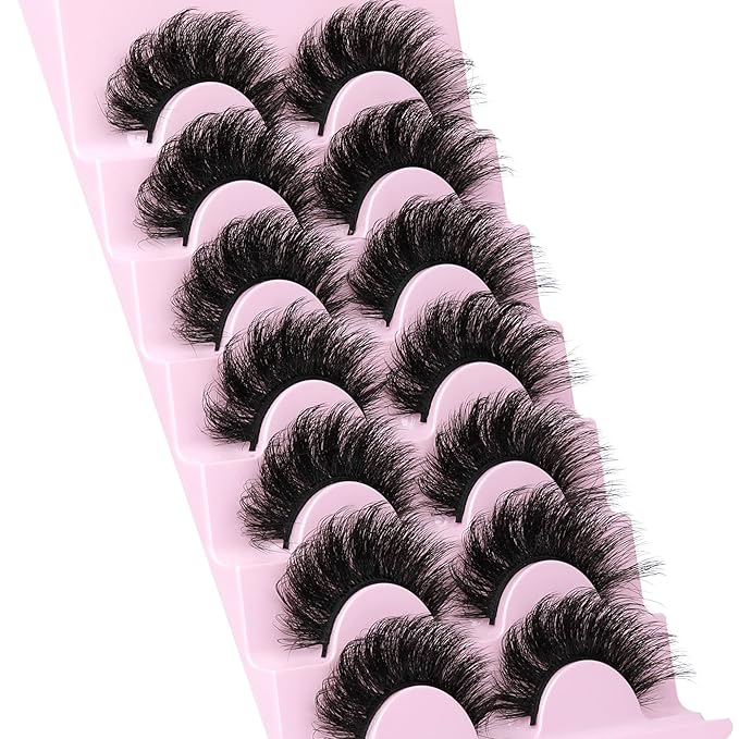 Mink Lashes Thick Eyelashes Flutter Volume False Eyelashes 20MM Long Fake Eyelashes Dramatic Full 5D Faux Mink Eyelashes Big Eye Lashes 7 Pairs ALICROWN