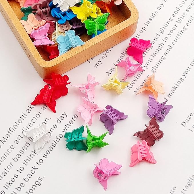 50 Packs Assorted Color Butterfly Hair Clips, Beautiful Mini Butterfly Hair Clips Hair Accessories for Women and Girls (Solid Color)