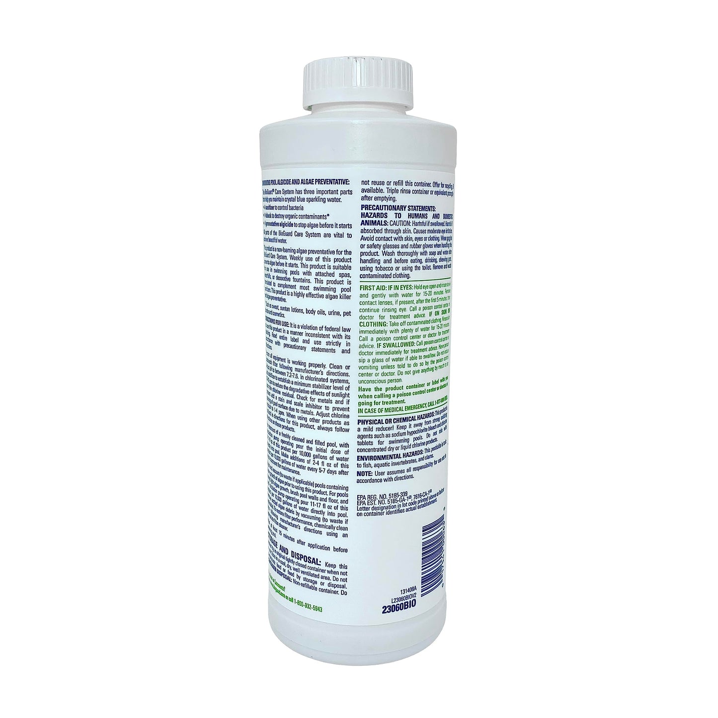 BioGuard Algae All 60-1 Quart, Non-Foaming Algae Preventative, Non-Staining & Non-Foaming, Ideal for Swimming Pools with Attached Spas or Fountains