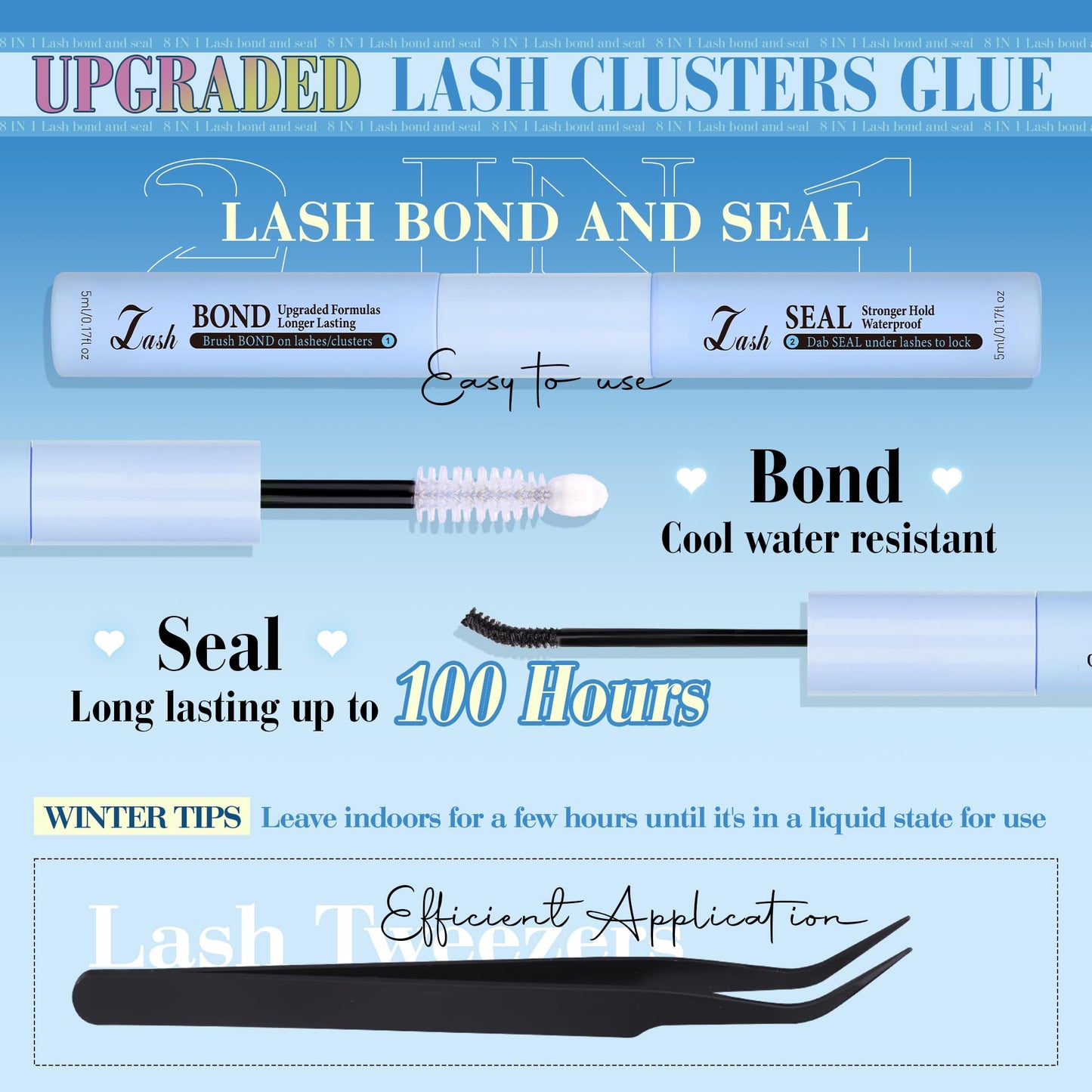 CORUSCATE Lash Clusters Kit with Bottom Lash Extension Kit Thick 160D+260D Cluster Eyelash Extensions Volume Individual Lashes 12-22mm Cluster Lashes Mega Dramatic Style with Lash Bond and Seal Glue