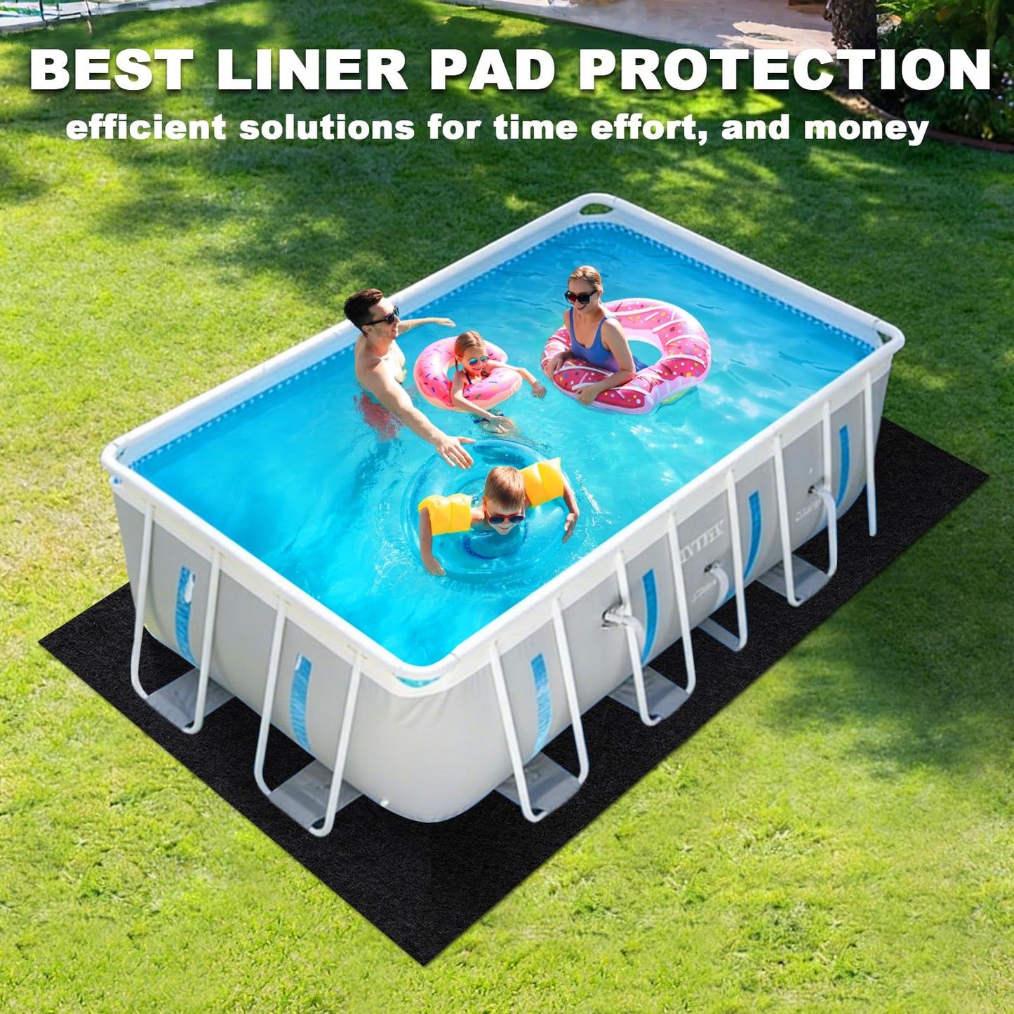 12x24ft Rectangle Pool Liner Pad for Above Ground Pools,300G/M² Thicker Pool Liner Pad, Durable Density Puncture Resistant Mat,Effortless to Install, Pools Bottom Liner Protector, Extend Liner Life