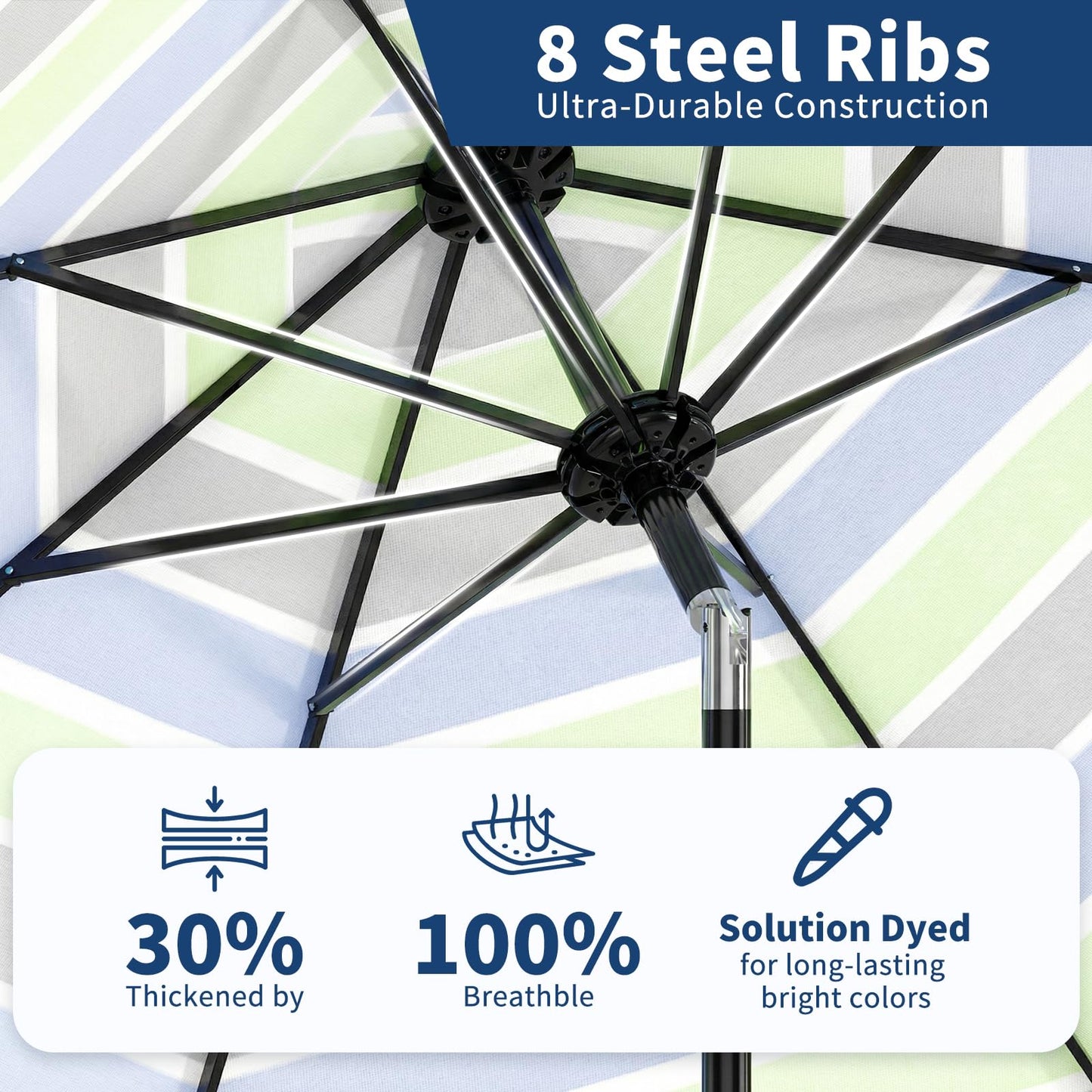 Garvee 10FT Patio Umbrella - Outdoor Table Umbrella with Crank Lift & Push Button Tilt - Market Umbrella 8 Sturdy Ribs UV Protection for Pool, Deck, Yard, Garden