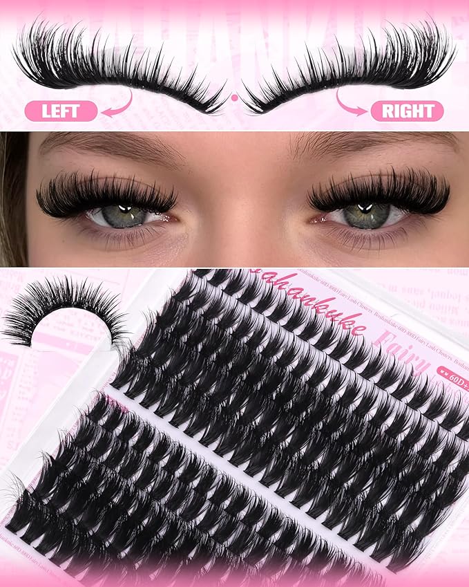 Lash Clusters with Spikes Fluffy Eyelash Clusters Fairy Cluster Lashes 10-18mm Wispy Cluster Eyelash Extensions 60D+100D Volume Individual Lashes D Curly Lash Extensions by Boahankuke