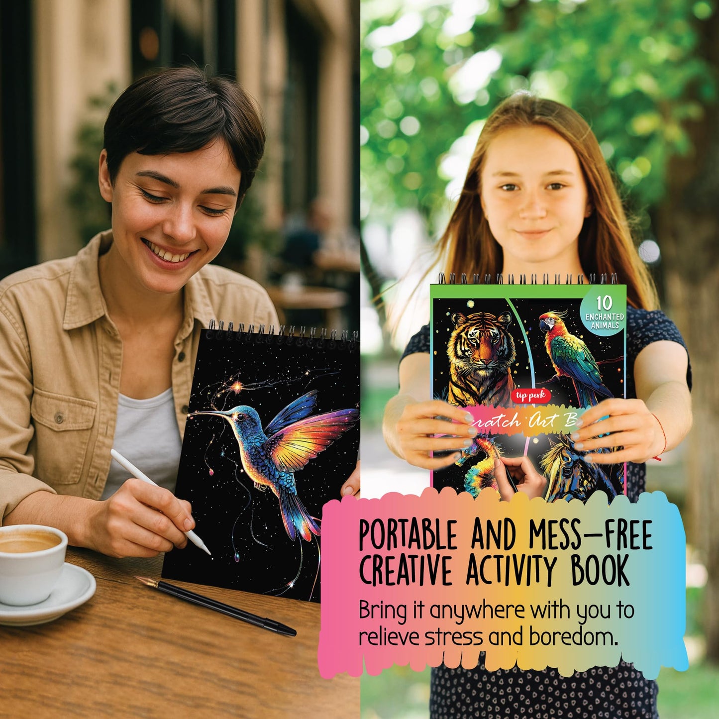 Animals Scratch Art Book for Adults - Colorful Animal Series Scratch Art | Scratch Painting Foil Art for Adults | Scratch and Sketch Animal Series Books | Foil Engraving Scratch Art (Animal Series)