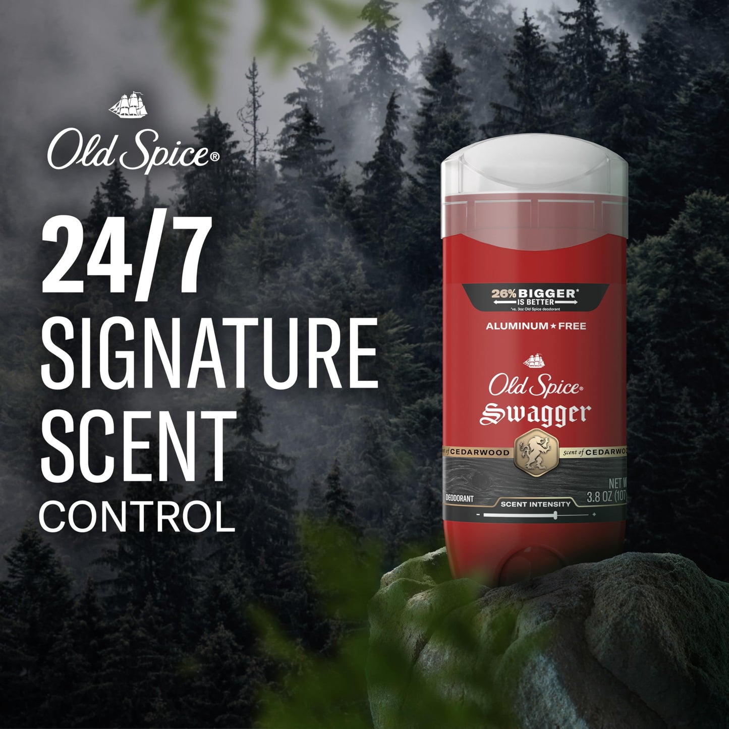 Old Spice Aluminum Free Deodorant for Men, 24/7 Protection to Eliminate Odors, 24/7 Freshness & Lasting Scent, Swagger with Lime & Cedarwood Scent, 3.8 oz (Pack of 3)