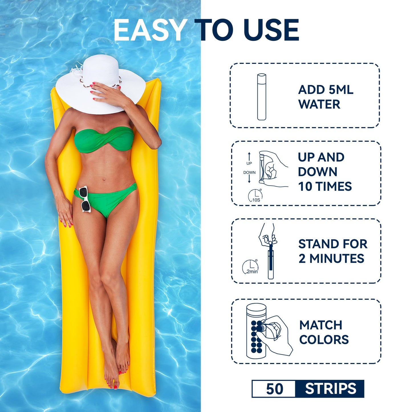 DIPSTIK Phosphate Test Kit for Pool,50 Strips Phosphate Test Strip Quick and Accurate Swimming Hot Tub and Spa Water Testing