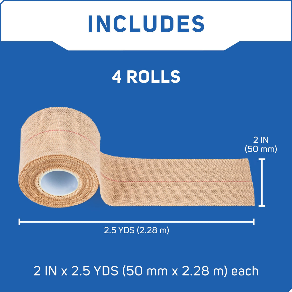 Care Science High Performance Elastic Self Adhesive Bandage Wrap Tape 2in x 2.5yds 4ct | Ideal for First Aid, Securing Bandages, Dressings, and Other Medical Devices