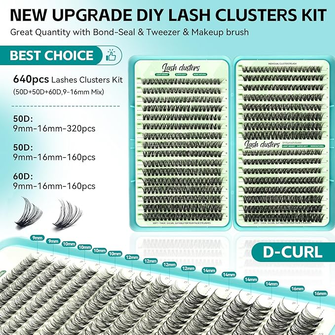 Wispy Lash Clusters, Individual Cluster Lashes 50D 60D, DIY Cluster Eyelash Extensions for Natural Wispy Look, Soft Lightweight Individual Lash Clusters for At-Home Lash Extension