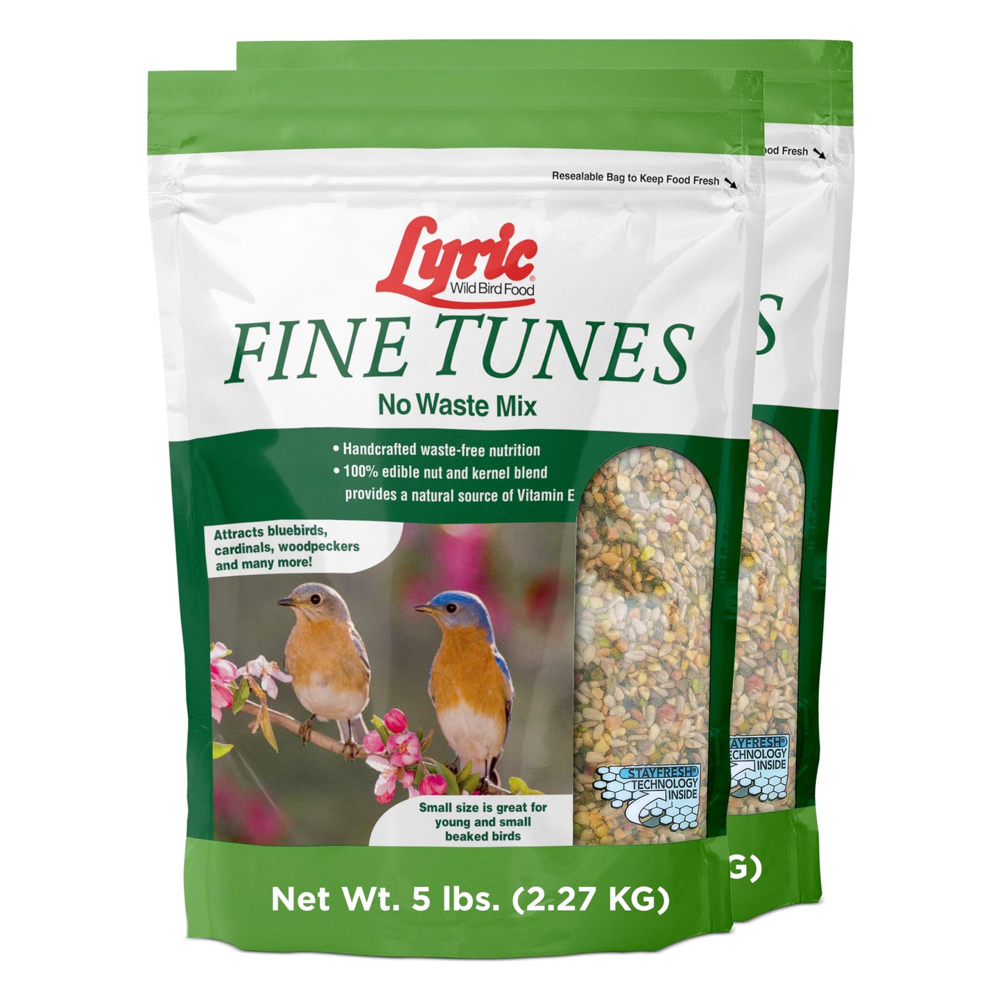 Lyric Fine Tunes Wild Bird Seed - No Waste Bird Food Mix - Attracts Colorful Wild Birds - Perfect for Your Backyard Feeders - 10 lb. (pack of 2 - 5 lb bags)