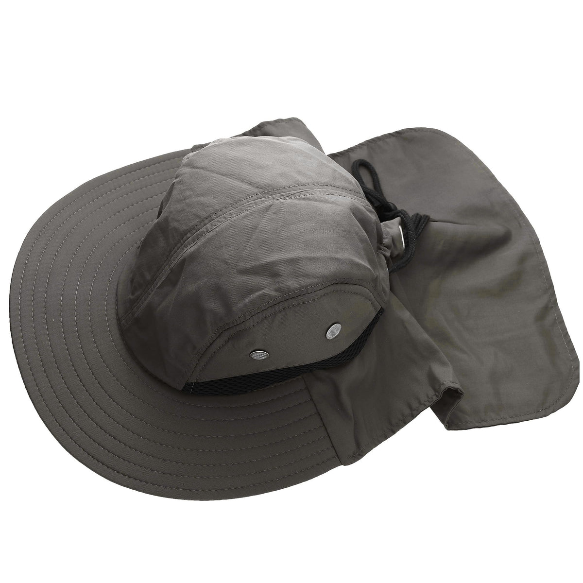 Falari Outdoor Sun Hat, Wide Brim with Neck Flap, Safari Hiking Gardening Fishing Hat - Gray