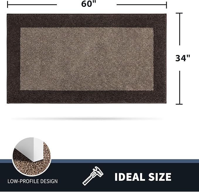 PURRUGS Dirt Trapping Door Mat 34" x 60", Non-Slip Washable Entry Mat, Dog Doormat, Front Door Mat, Super Absorbent Entrance Mat for Muddy Shoes & Paws, Grayish Brown & Coffee