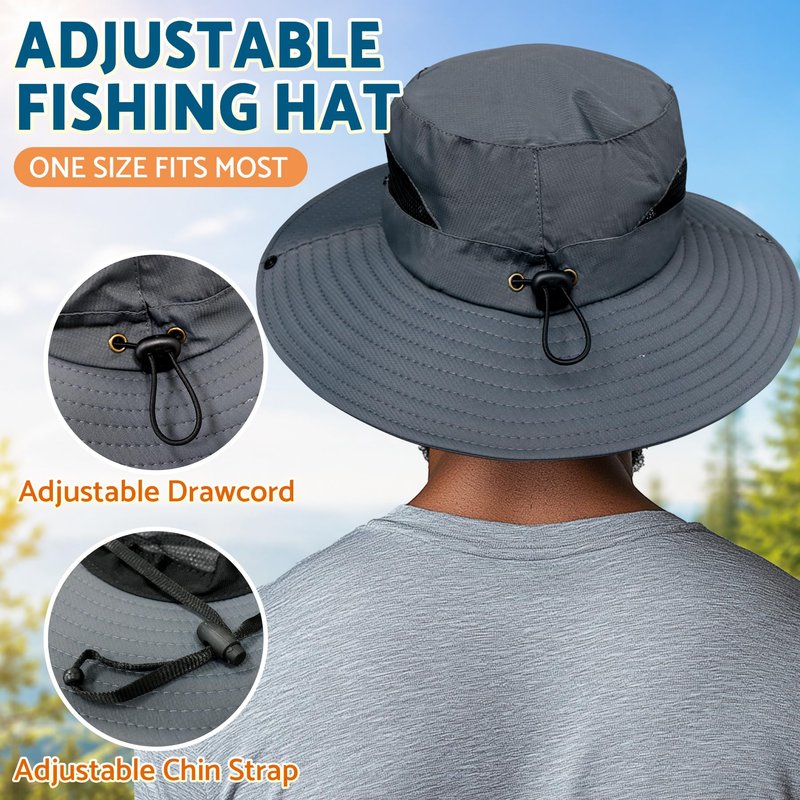 PFFY Sun Hats for Men Women Wide Brim Bucket Hat UPF 50+ Outdoor Beach Hiking Fishing Hat Brick Red