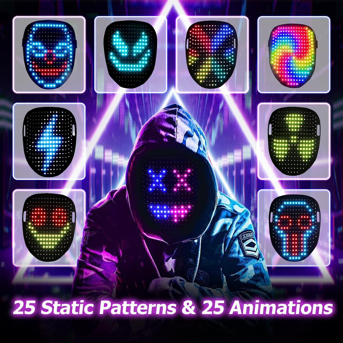 Mr.Pang LED Mask Light up Mask with Gesture Sensing, Cool Face Transforming Mask, Perfect Gifts for Halloween Christmas Birthday Cosplay Party