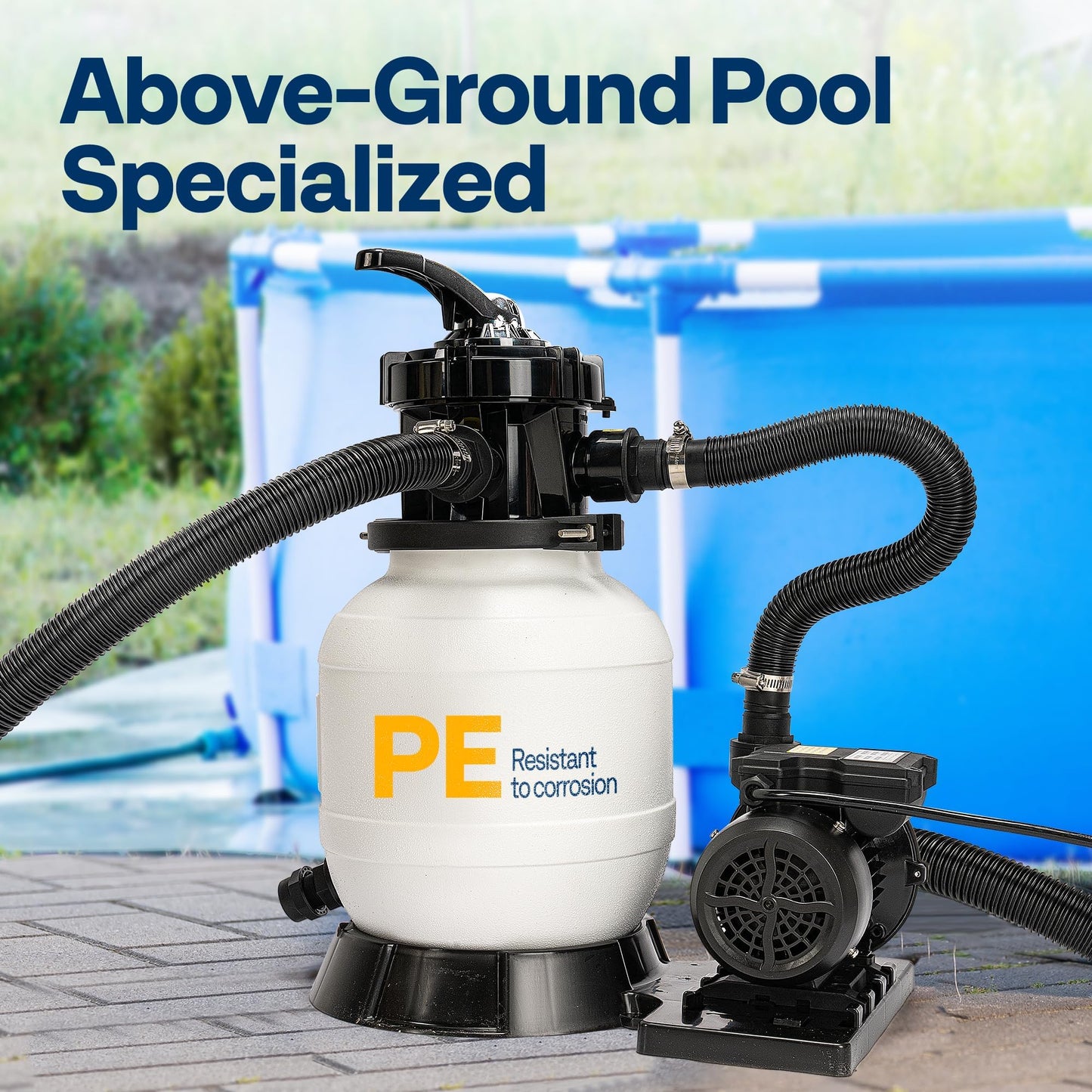 VIVOHOME 2087 GPH Sand Filter Pump for Above Ground Pools up to 4,600 Gallons, 7-Way Valve with 22 lb Sand Capacity, Heavy-Duty Rust-Resistant Housing