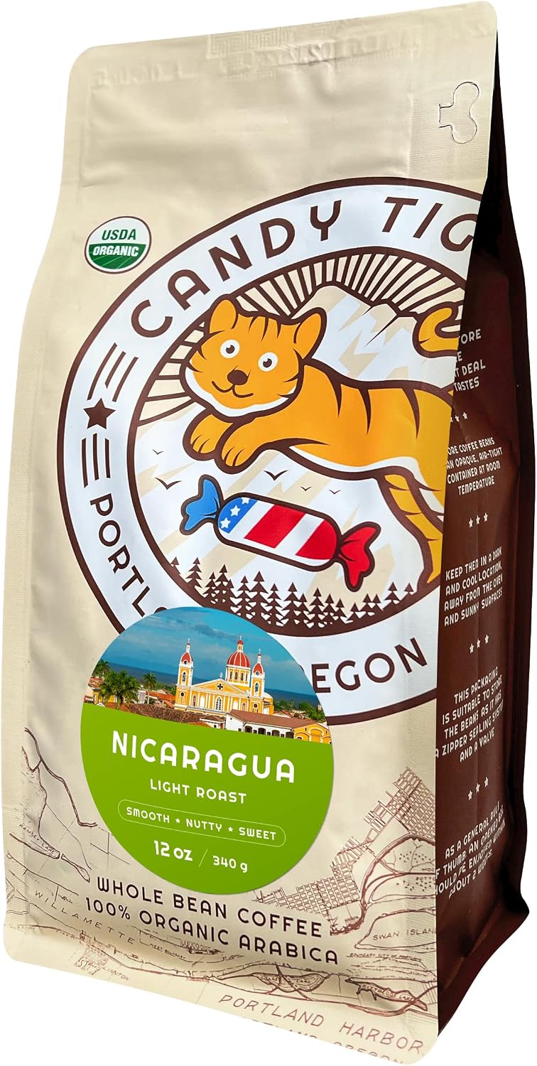 Whole Bean Coffee - Organic - Low Acid - Light Roast - Single Origin - 100% Arabica - Nicaraguan Coffee Beans. Direct Trade - Shade-grown - Gourmet Coffee - 12 oz