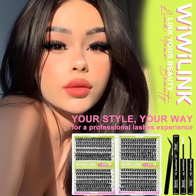 Lash Clusters 60D 80D 100D 200D Individual Lashes 424PCS 10-18mm Eyelash Clusters Wispy Cluster Eyelash Extensions D-curly DIY Lash Extension for Beginners