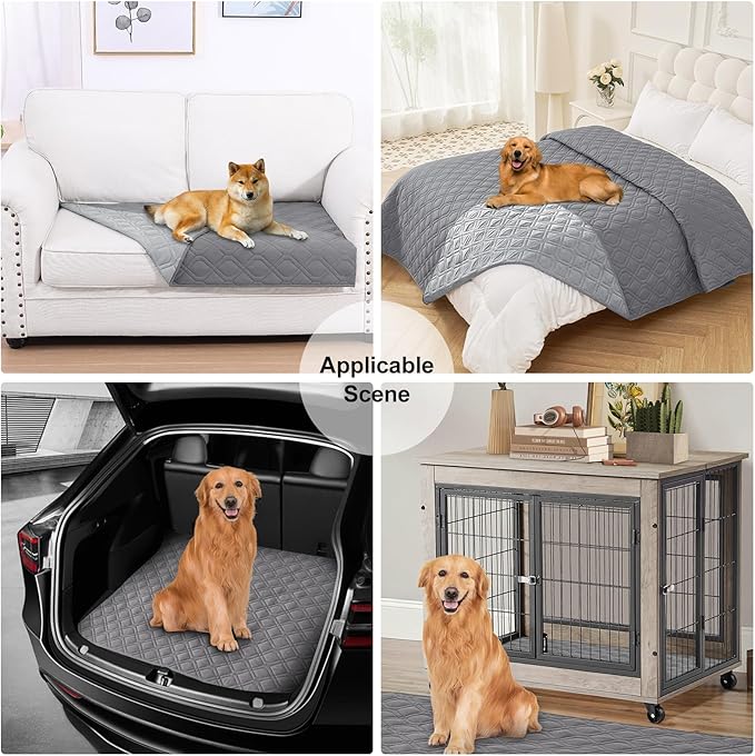Smiry Reversible Waterproof Couch Covers for Sofa, Washable Dogs Pet Couch Covers for 3 Cushion Sofa Pet Friendly, Water Resistant Furniture Protector Slipcover, Geometric (52"x82", Grey/Light Grey)