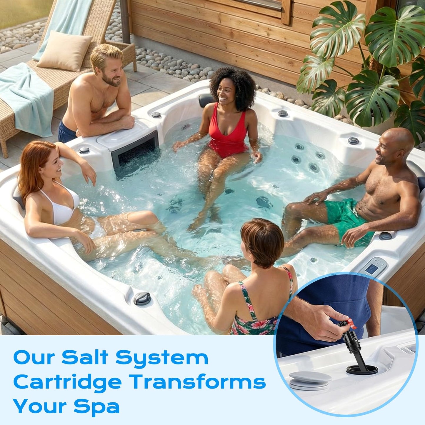 HUVOQ Salt System Cartridge Replacement Compatible with 2019+ Hot Spring Highlife & Limelight and Caldera Utopia & Paradise Spas, Supports Balanced, Skin-Friendly Water (3 Pack)