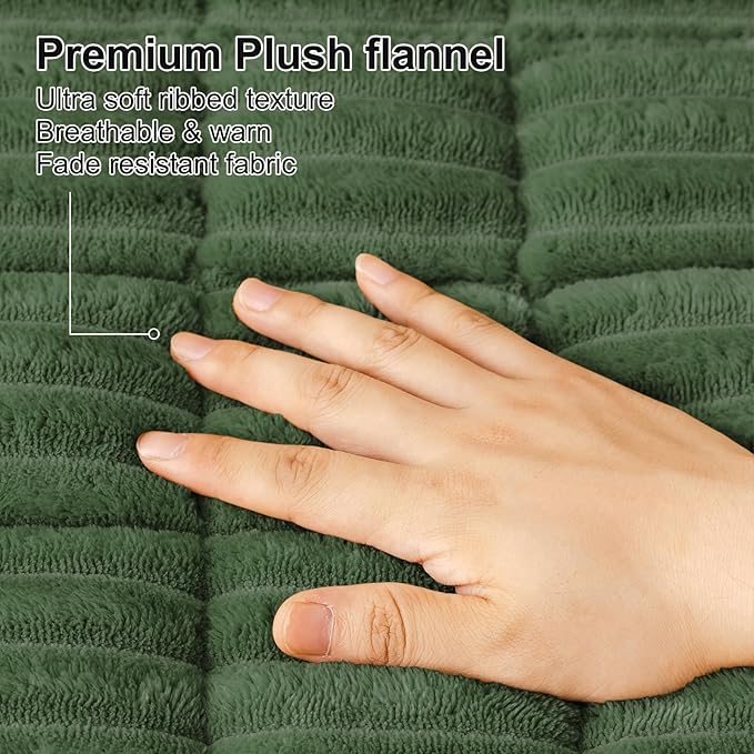 Smiry Couch Cover for Dogs Washable, Non Slip Fuzzy Pet Couch Covers for 3 Cushion Sofa Pet Friendly, Thick Soft Sofa Slipcovers Cushion Protector (Dark Green, 27.6" x 27.6")