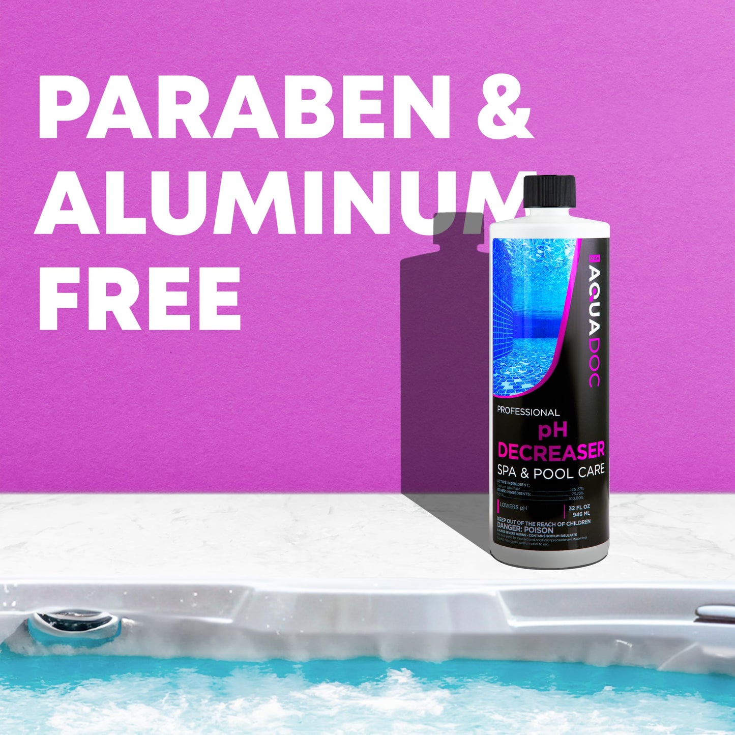 AquaDoc Spa pH Decreaser for Hot Tub - 32oz - Sodium Bisulfate Spa pH Down for Water Balance - Made in USA