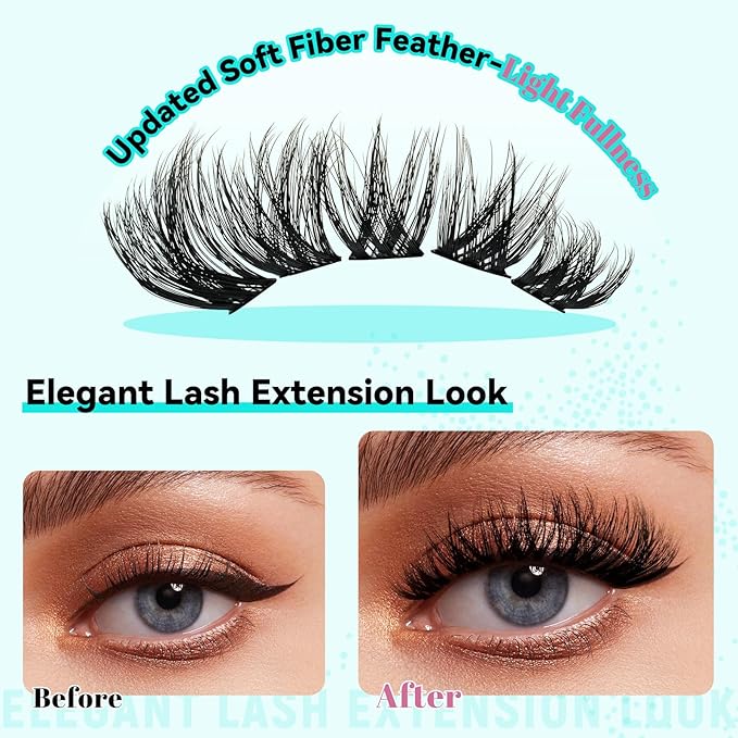 Lash Extension Kit 3D Effect Lash Clusters Kit 144pcs D Curl Eyelash Extension Kit with Lash Bond and Seal Lash Remover Lash Tweezers for Lash Clusters Eyelash Clusters Kit (Shadows, D-10-18mm Kit)