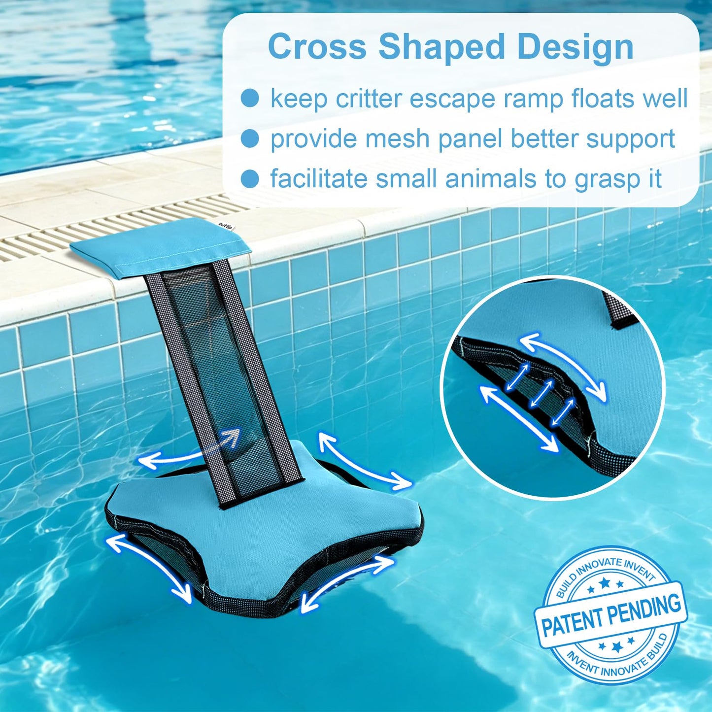 2Pcs Pool Frog Savers 900D Heavy Duty Animal Critter Escape Ramp for Swimming Pool Frog Ramp Ladder Floating Pad for Rescues Wildlife, Squirrel, Toads, Small Animal, Pool Maintenance Accessories